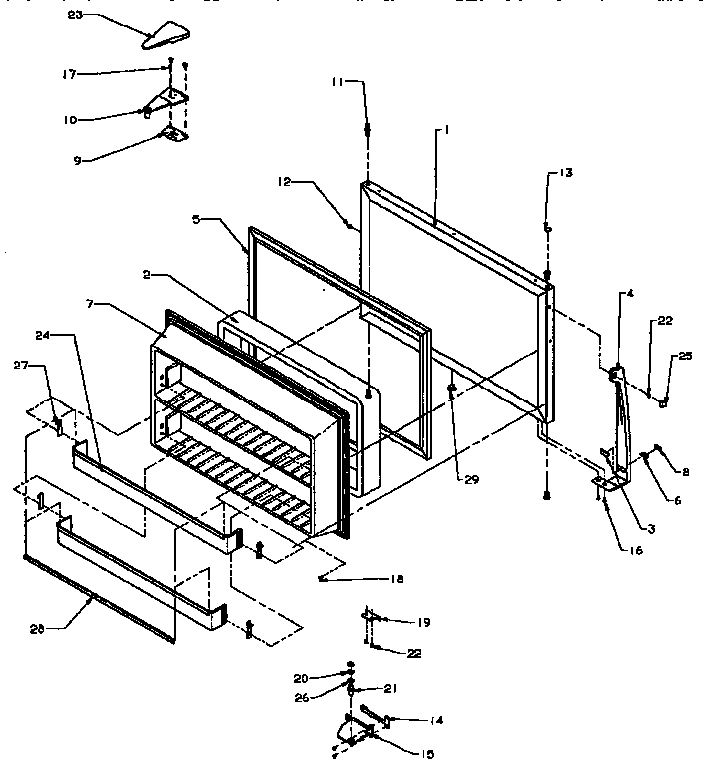 Freezer Door Diagram and Parts List for TS18R2-P1158411W  Amana Refrigerator