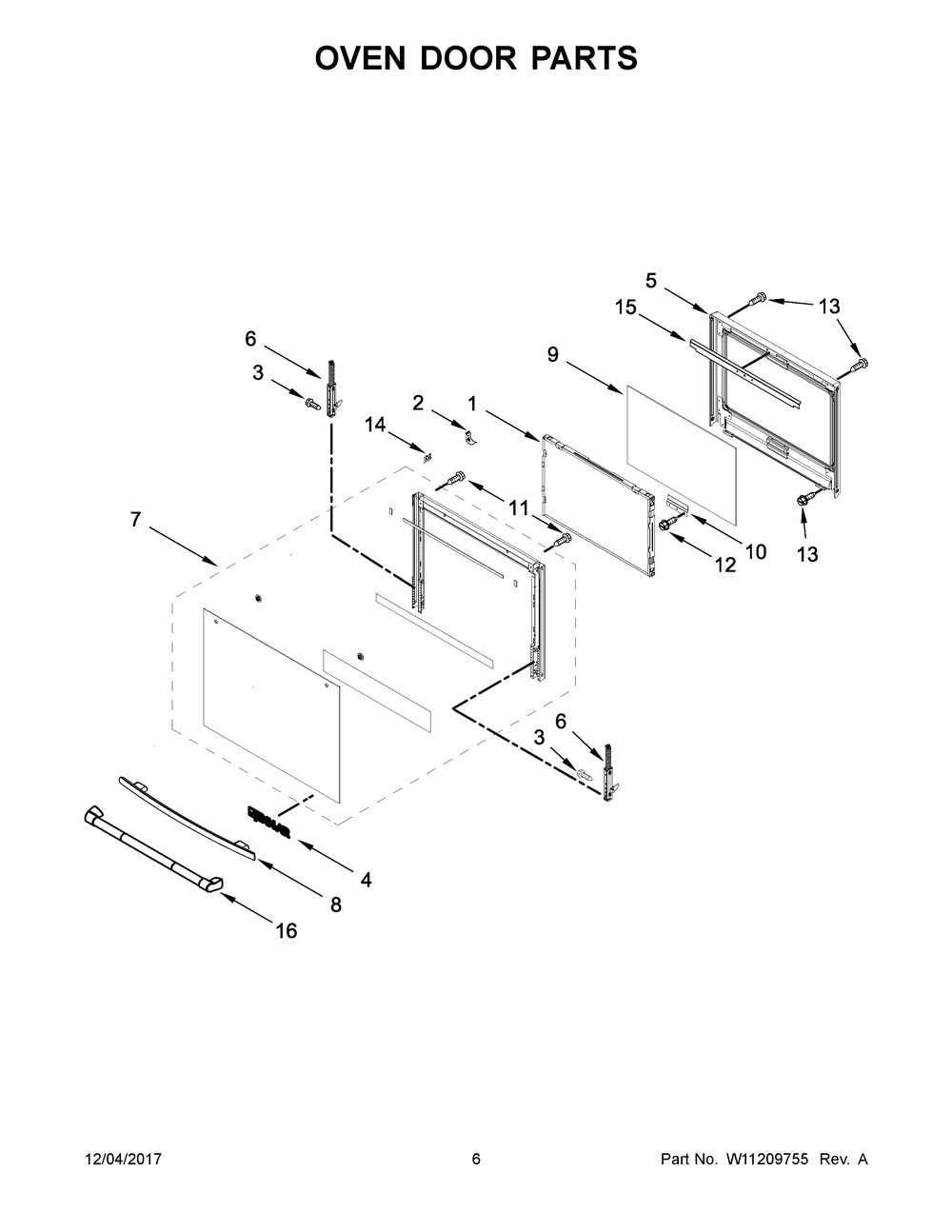 Oven Door Parts Diagram and Parts List for JMW2430DB02  Maytag Microwave Oven Combo