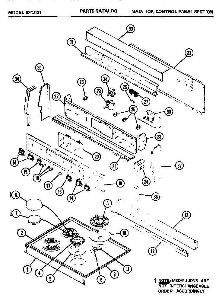 02 - MAIN TOP Diagram and Parts List for 621001  Maytag Microwave