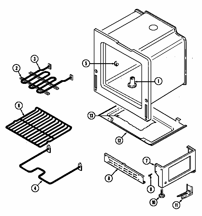 Oven/base Diagram and Parts List for S3500PPW-D  Maytag Range