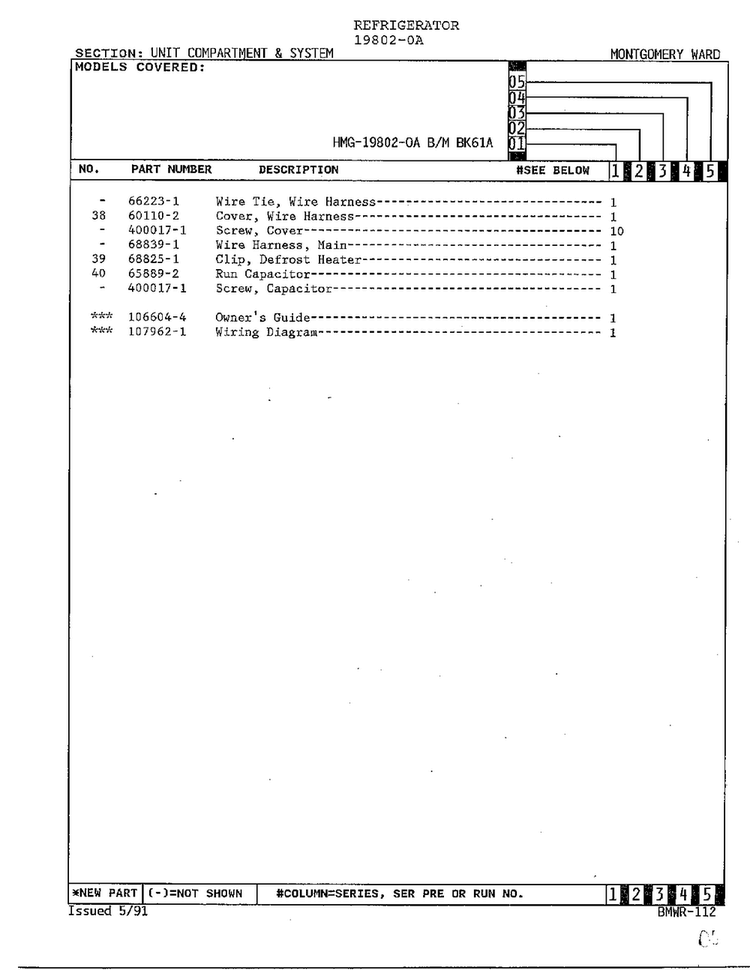 Unit Compartment And System Page 3 Diagram and Parts List for 19802-0A  Admiral Refrigerator