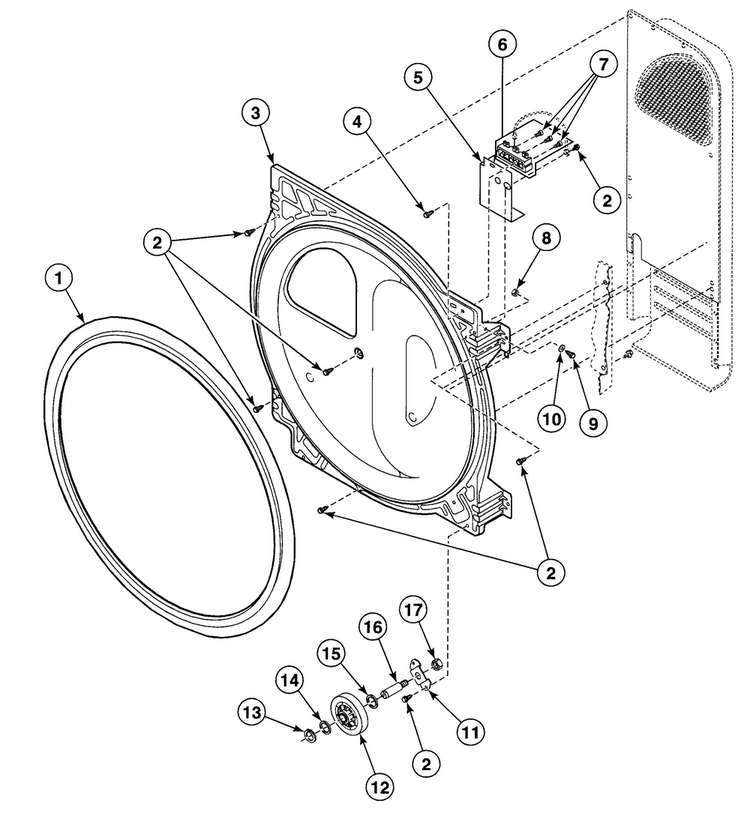Roller Assy Diagram and Parts List for SDE807QF  Speed Queen Dryer
