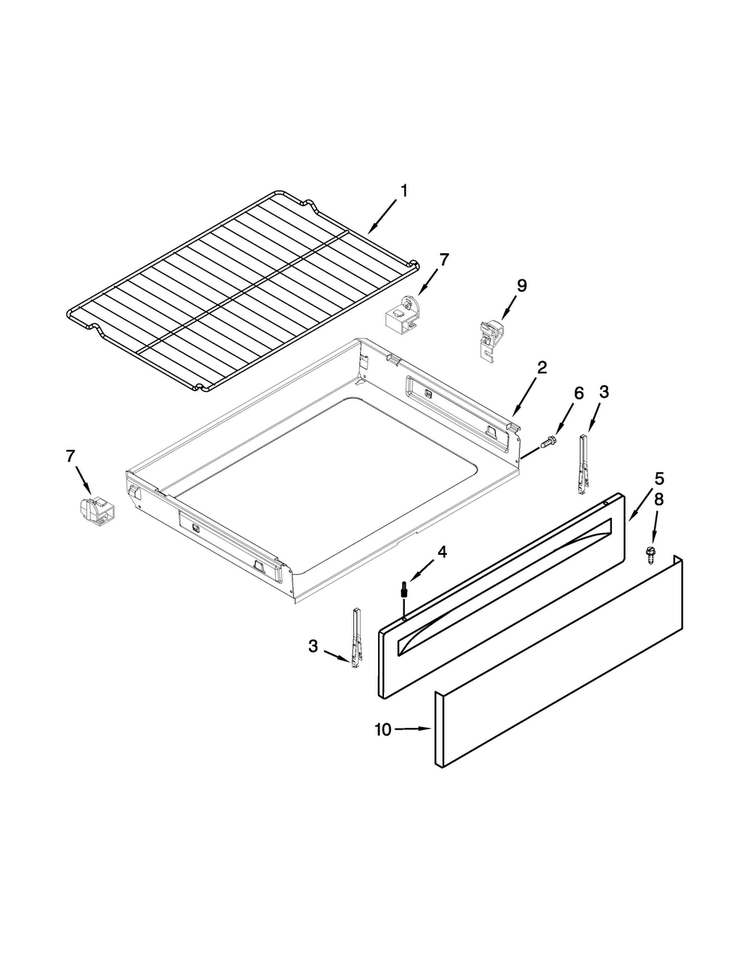 Drawer And Rack Parts Diagram and Parts List for AER5830VAD1  Amana Range