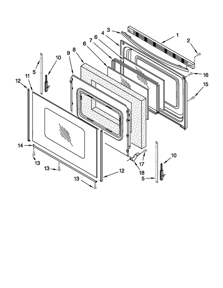Door Parts Diagram and Parts List for MER7662WS3  Maytag Range