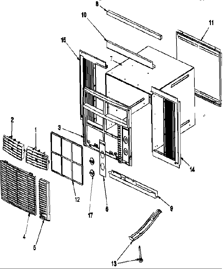 Outer Case Assy Diagram and Parts List for RC10091A1D PRC10091A1D Amana Air Conditioner