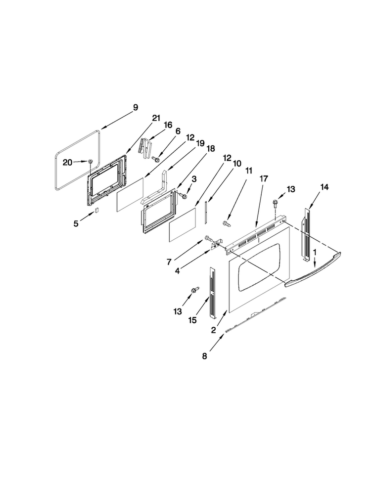 Lower Door Parts Diagram and Parts List for MGR6775BDQ17  Maytag Range