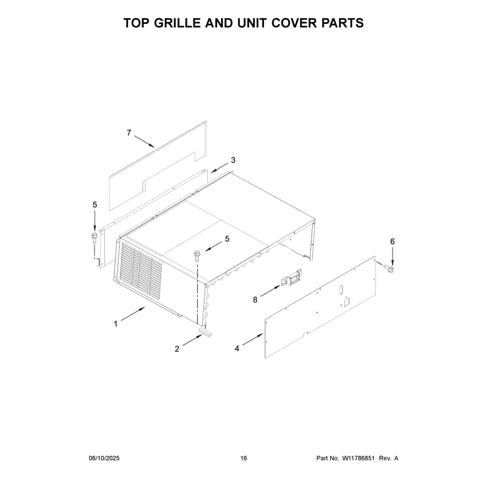 Top Grille And Unit Cover Parts Diagram and Parts List for JB36NXFXRE25  Jenn-Air Refrigerator