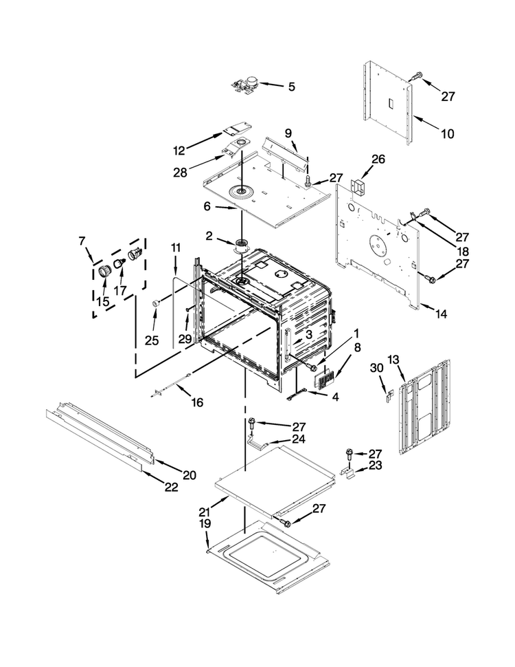 Lower Oven Parts Diagram and Parts List for MEW7627AS02  Maytag Wall Oven