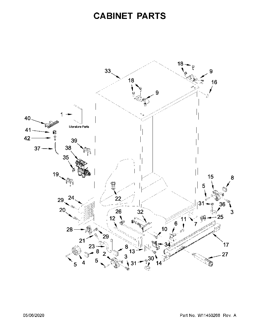 Cabinet Parts Diagram and Parts List for 1064650043713  Kenmore Refrigerator