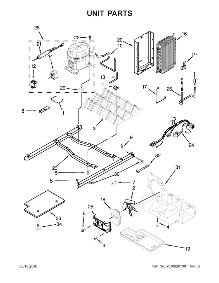 Unit Parts Diagram and Parts List for ASD2575BRB03  Amana Refrigerator