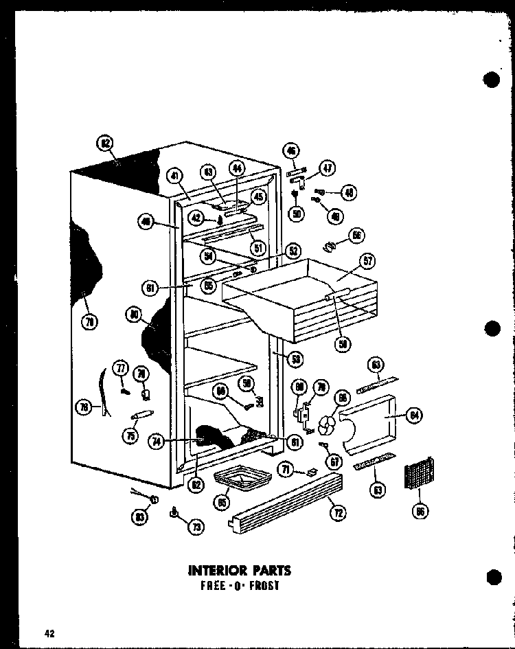 Interior Parts Diagram and Parts List for EU12F P60117-30W Amana Freezer