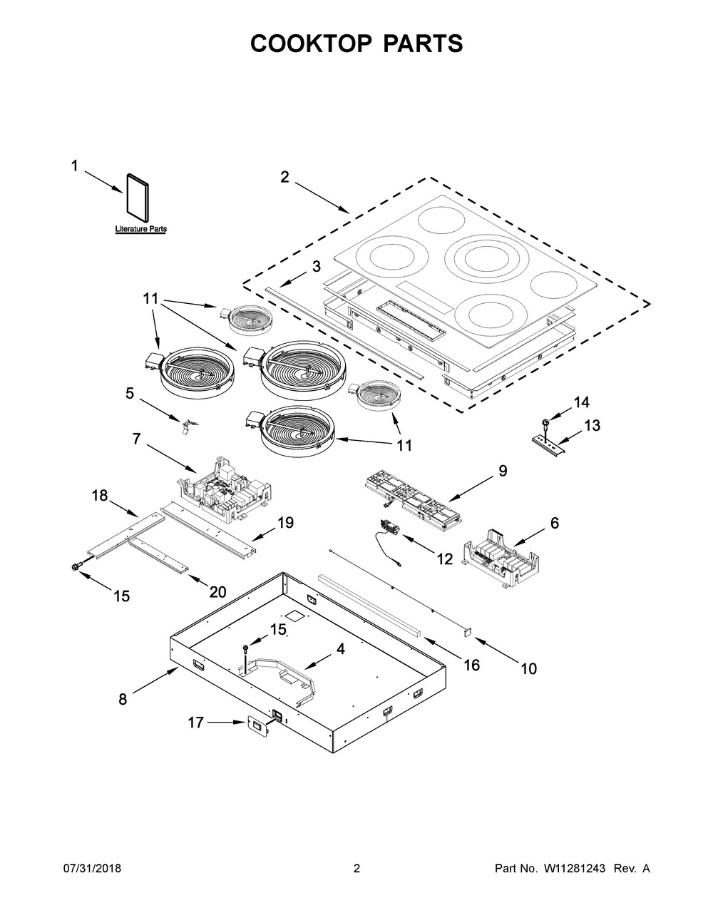 Cooktop Parts Diagram and Parts List for JEC4536HB00  Maytag Cooktop