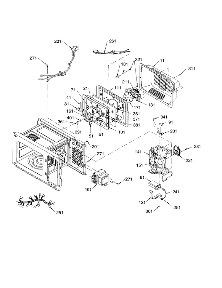 Interior Diagram and Parts List for ACM1580AC-PACM1580AC0  Amana Microwave