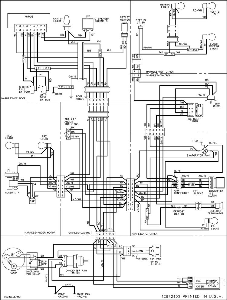 Wiring Information Diagram and Parts List for ASD2622HRS-ASD2622HRS0  Amana Refrigerator