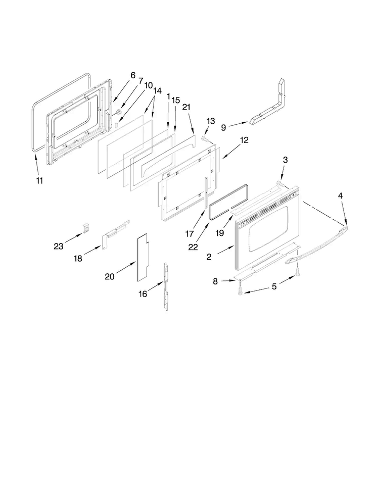 Door Parts Diagram and Parts List for MGS5875BDS21  Maytag Range