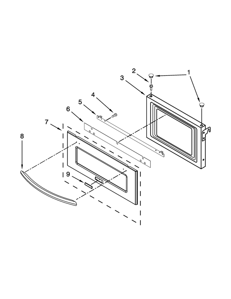 Microwave Door Parts Diagram and Parts List for JMW2330WS02  Jenn-Air Microwave