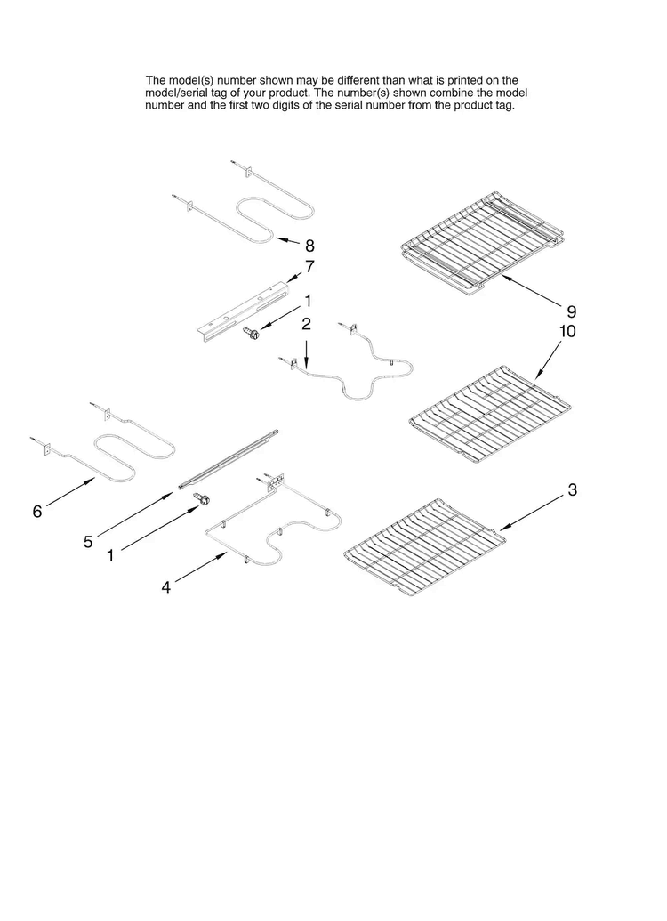 Rack And Element Parts Diagram and Parts List for JER8895BAS10  Jenn-Air Range