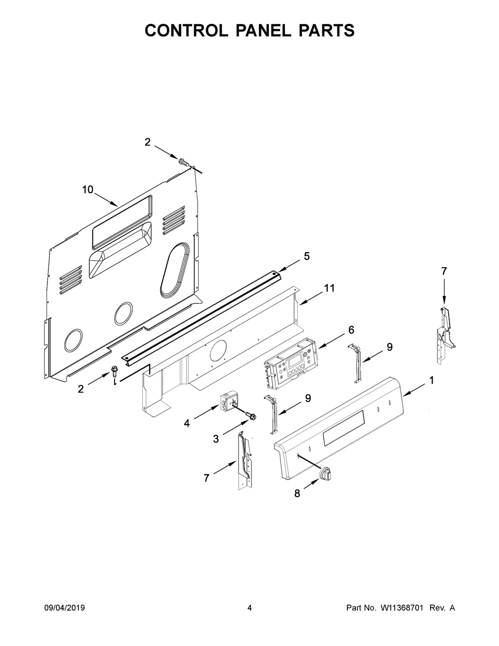 Control Panel Parts Diagram and Parts List for YMER6600FB2  Maytag Range