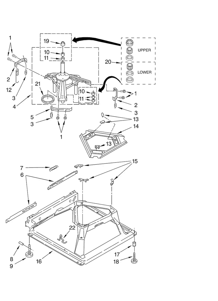 Machine Base Parts Diagram and Parts List for 3RATW3005TQ1  Admiral Washer
