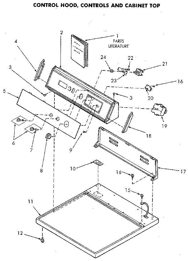 Control Panel And Top Diagram and Parts List for NG4819L53738  Speed Queen Dryer