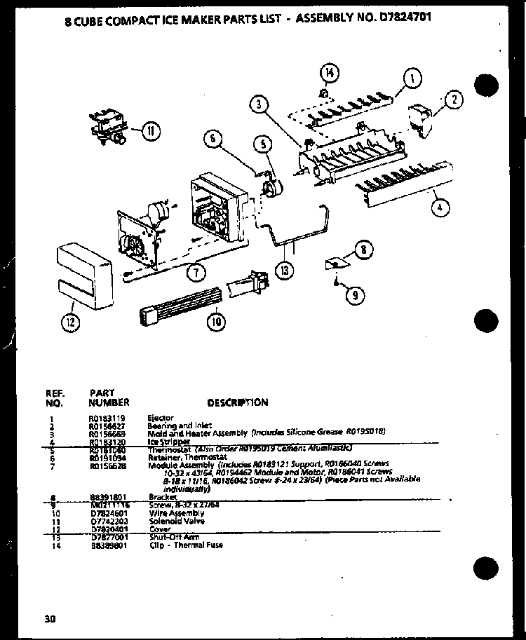 Ice Maker Diagram and Parts List for SZDE20KB-P1117602W  Amana Refrigerator