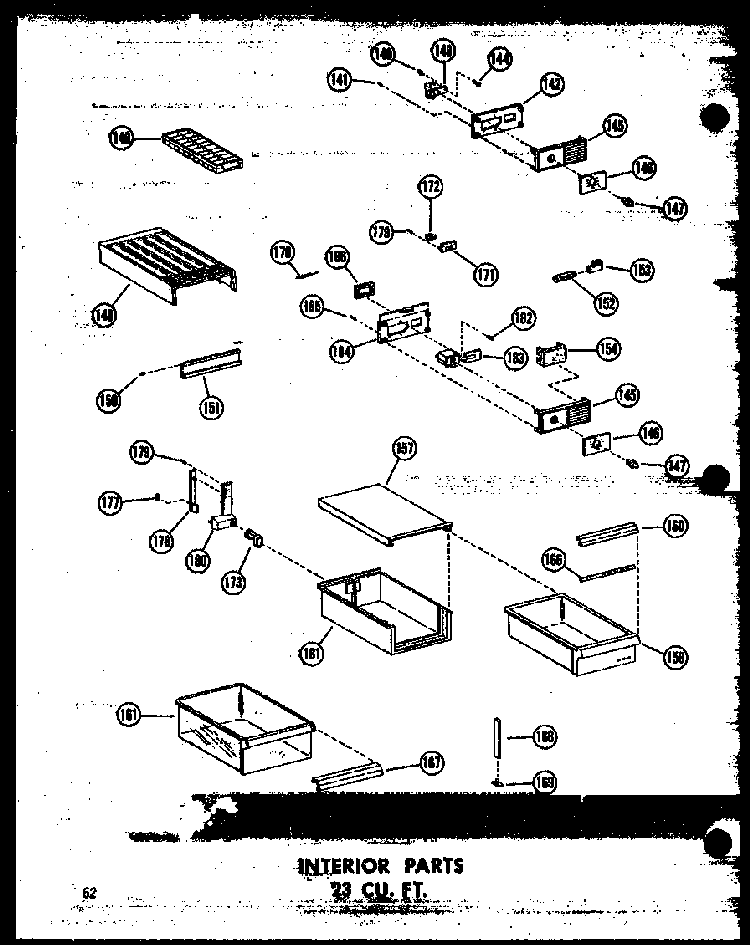 Interior Parts 23 Cu. Ft. Diagram and Parts List for T16W-P60303-8W  Amana Refrigerator