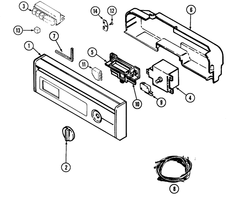 Control Panel Diagram and Parts List for OEMM1-CDU5JV  Crosley Dishwasher