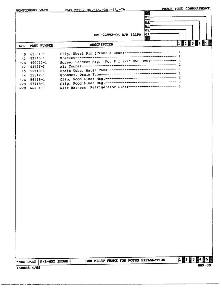 Fresh Food Compartment Page 3 Diagram and Parts List for 22992-OA  Admiral Refrigerator