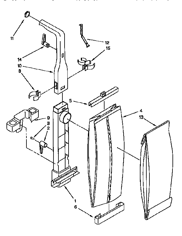 Bag Housing And Handle Diagram and Parts List for 1163035590C  Kenmore Upright Vacuum