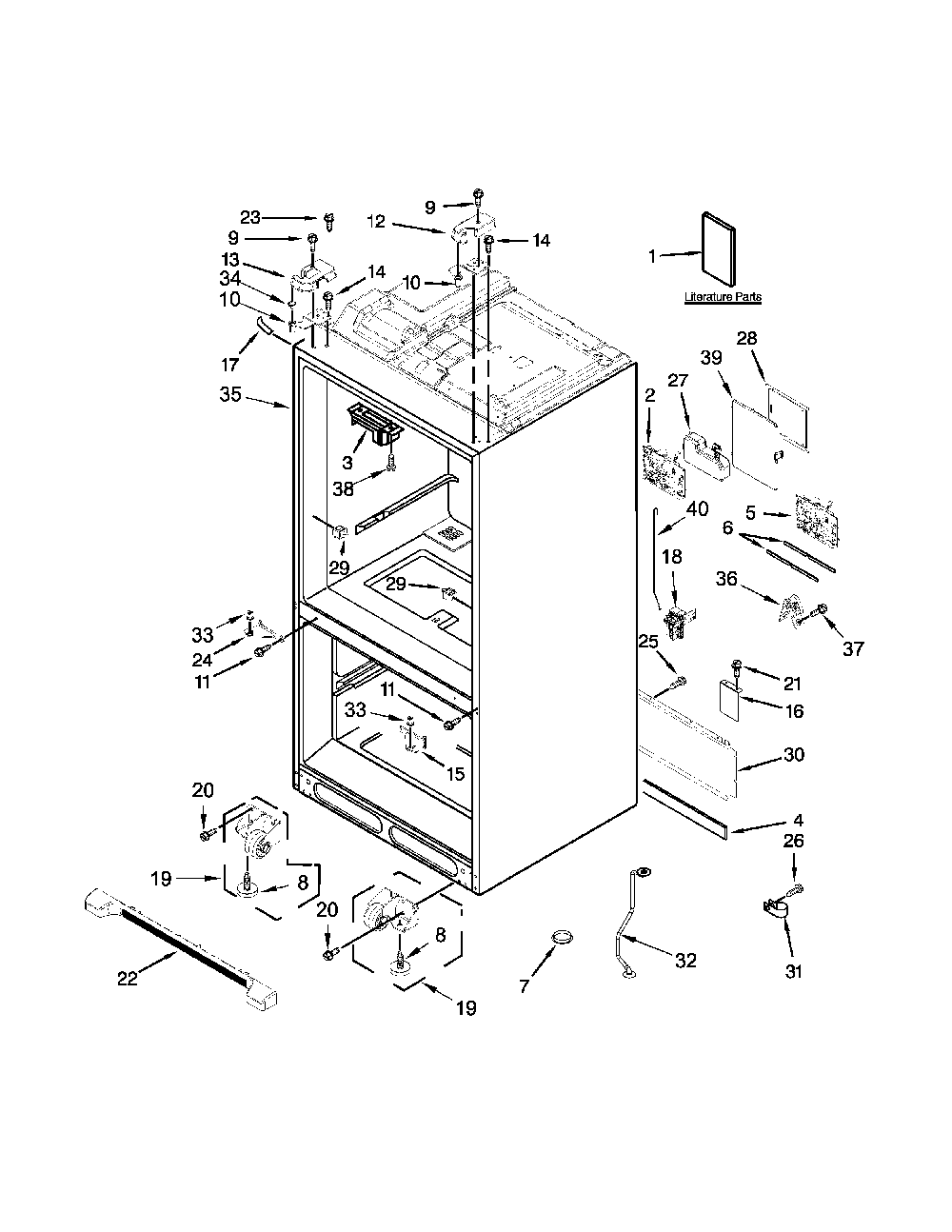 Cabinet parts Diagram and Parts List for 59672383412  Amana Refrigerator