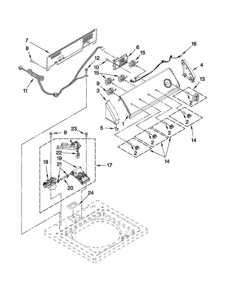 Console And Water Inlet Parts Diagram and Parts List for CAW12444XW0  Crosley Washer