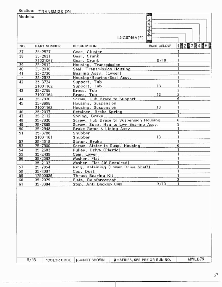 Transmission Page 3 Diagram and Parts List for 6746A  Norge Washer