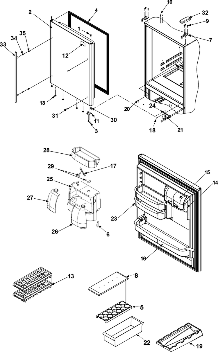 Refrigerator Door Diagram and Parts List for AB2026LEKS0  Amana Refrigerator