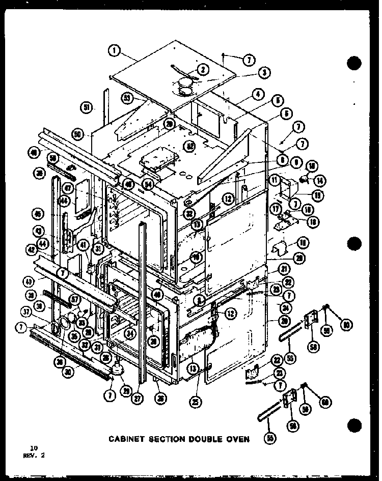 Cabinet Section Double Oven Diagram and Parts List for AO-27DB-P85547-4S  Amana Wall Oven