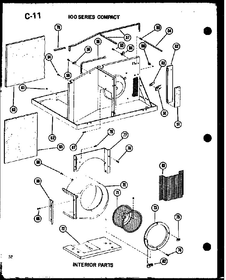 Interior Parts Diagram and Parts List for 11-5J P54336-67R Amana Air Conditioner