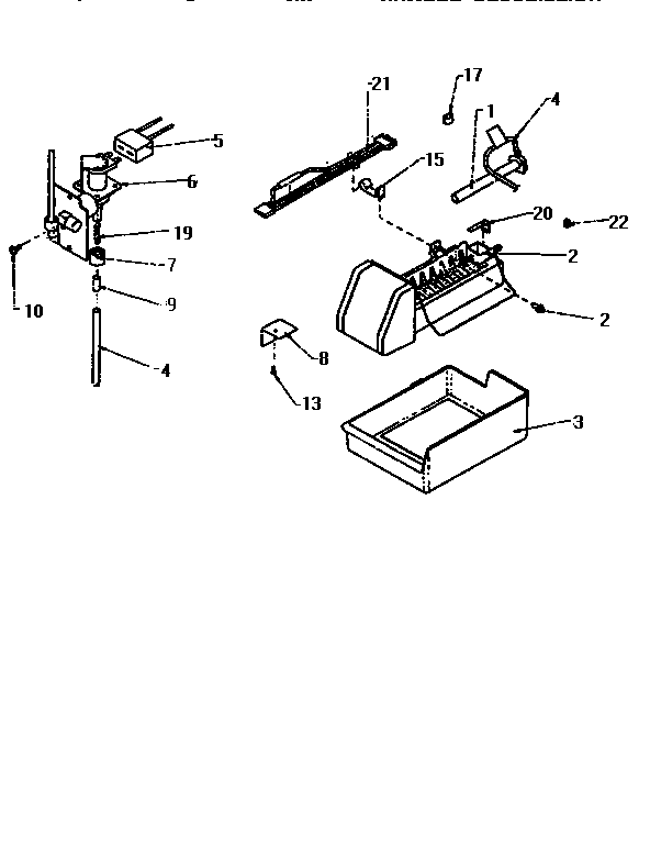 Add On Ice Maker Assembly Diagram and Parts List for TG18S3L-P1194601W  Amana Refrigerator