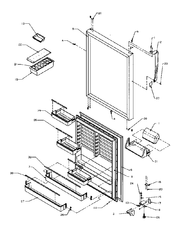 Refrigerator Door Assembly Diagram and Parts List for TR22S4-P1196201WL  Amana Refrigerator