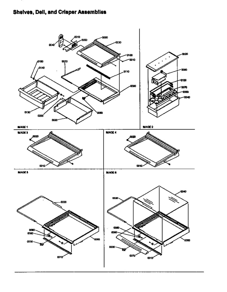 Shelves, Dell, And Crisper Assemblies Diagram and Parts List for SBD20S4E-P1190004WE  Amana Refrigerator