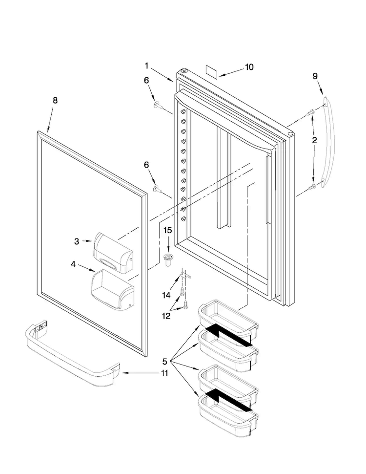 Refrigerator Door Parts Diagram and Parts List for ABB2224WEW2  Amana Refrigerator