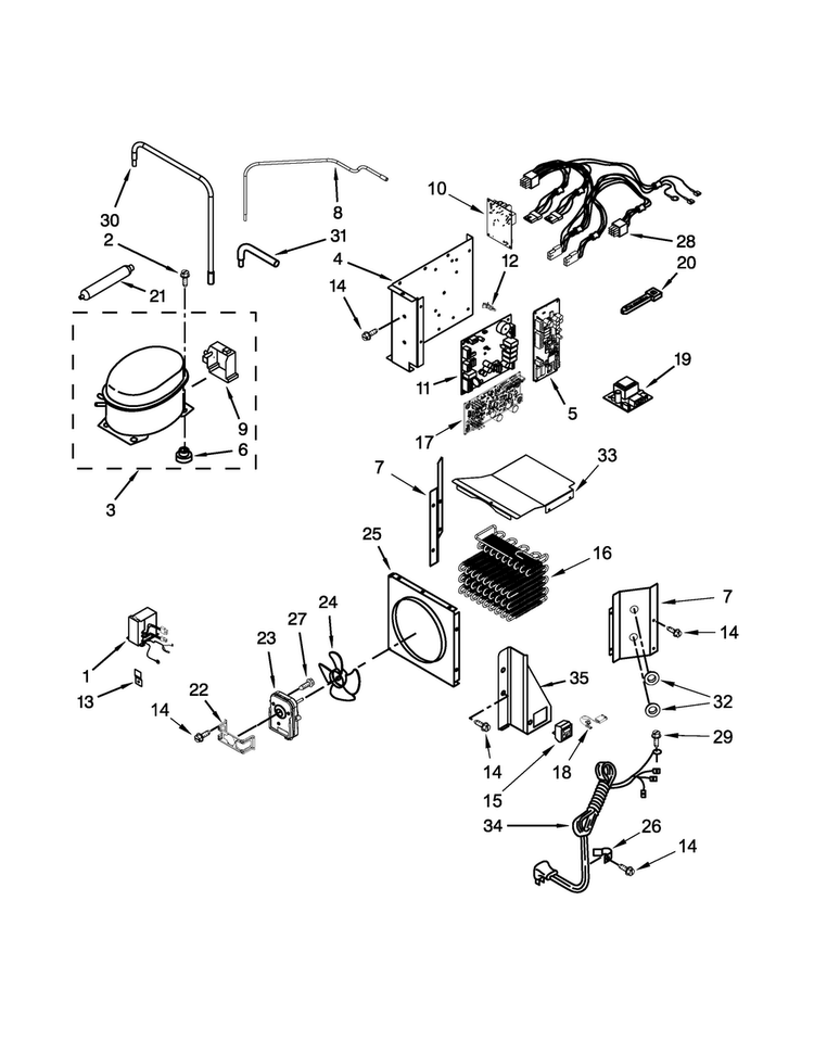 Upper Unit Parts Diagram and Parts List for JS48SSDUDE00  Jenn-Air Refrigerator