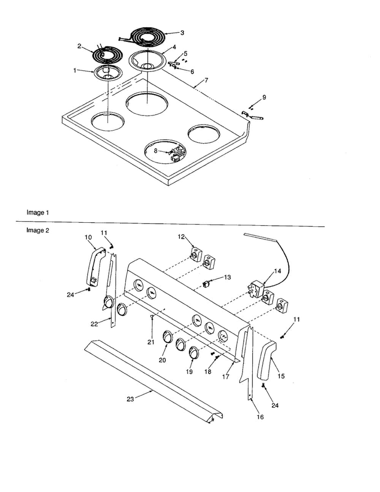 Main Top And Backguard Diagram and Parts List for ARR3100W-P1143681NW  Amana Range