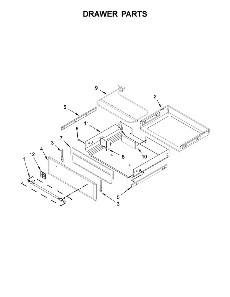 Drawer Parts Diagram and Parts List for MGS8800FZ0  Maytag Range