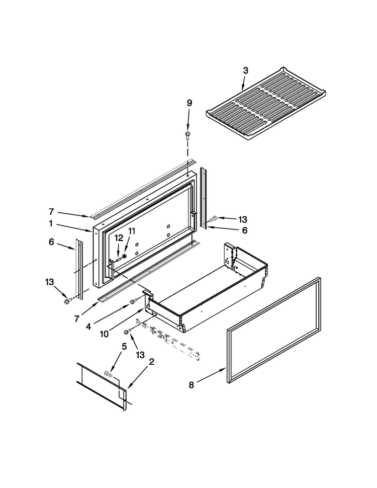 Freezer Door And Basket Parts Diagram and Parts List for JB36NXFXRW02  Jenn-Air Refrigerator