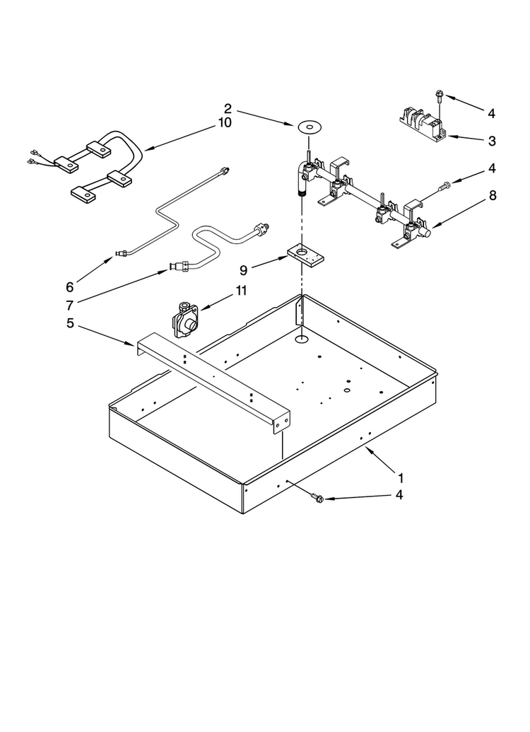 Burner Box, Gas Valves, And Switches Diagram and Parts List for MGC5430BDB21  Maytag Cooktop