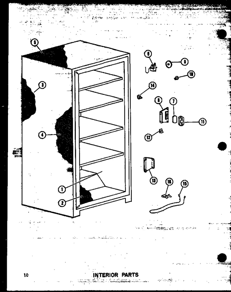 Interior Parts Diagram and Parts List for ESU13-A P60345-11WA Amana Freezer