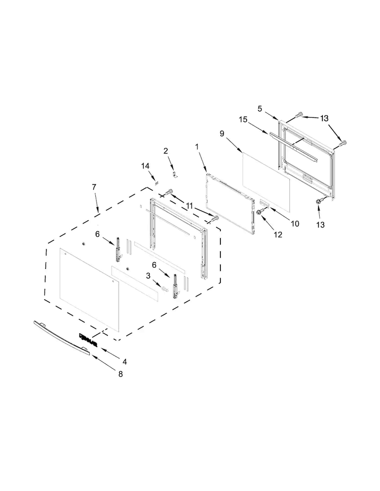 Lower Oven Door Parts Diagram and Parts List for JJW3830DB01  Jenn-Air Wall Oven