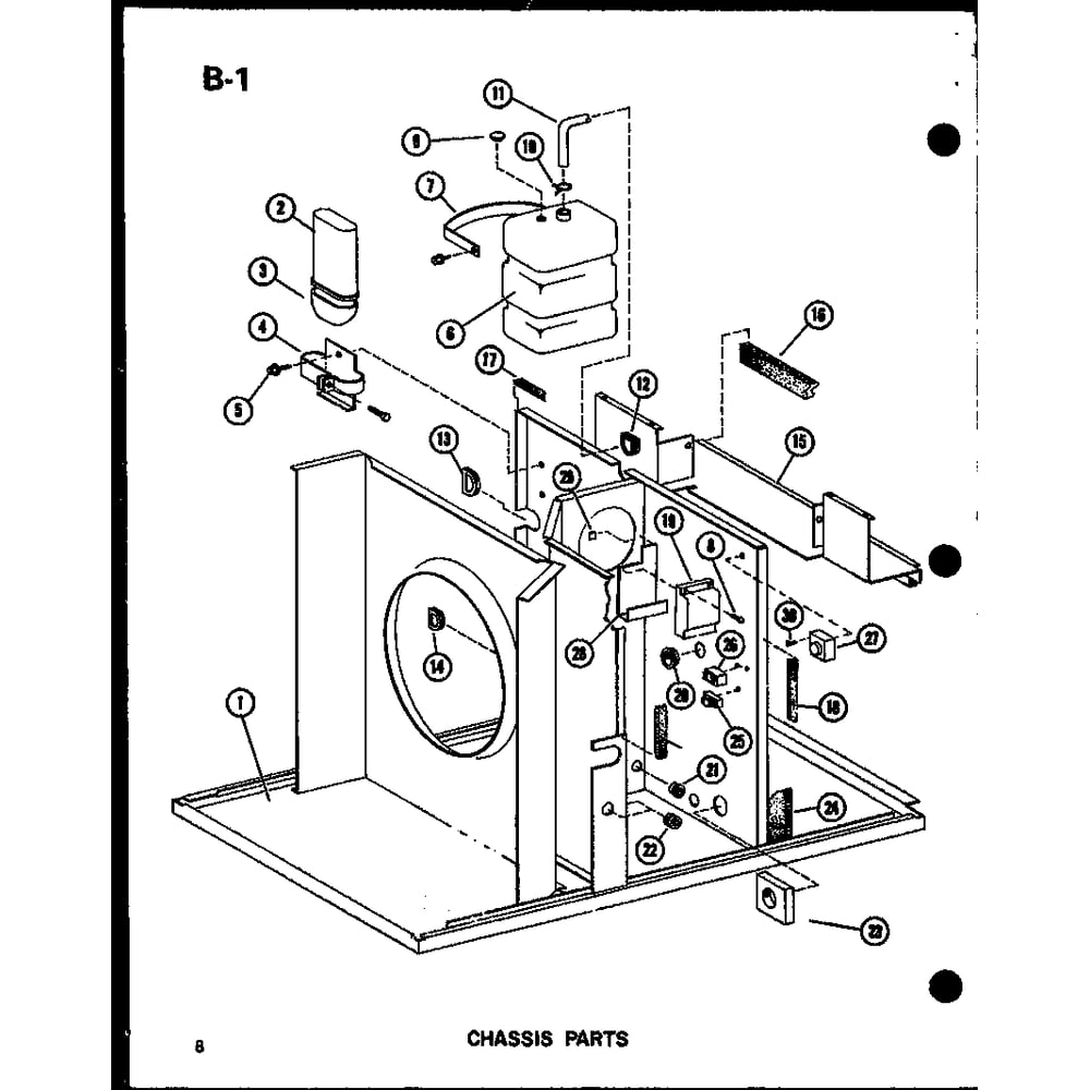 Chassis Parts 1 Diagram and Parts List for EPCG6017-3B P67470-8C Amana Air Conditioner