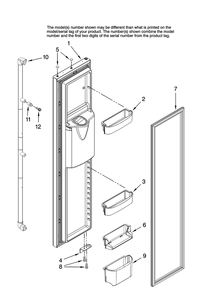 Freezer Door Parts Diagram and Parts List for AC2224GEKS13  Amana Refrigerator