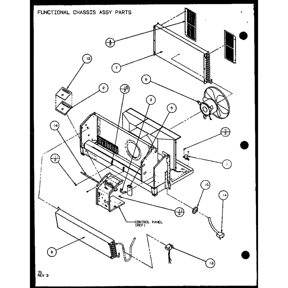 Functional Chassis Assy Parts 4 Diagram and Parts List for PTC12400EC P9872415R Amana Air Conditioner