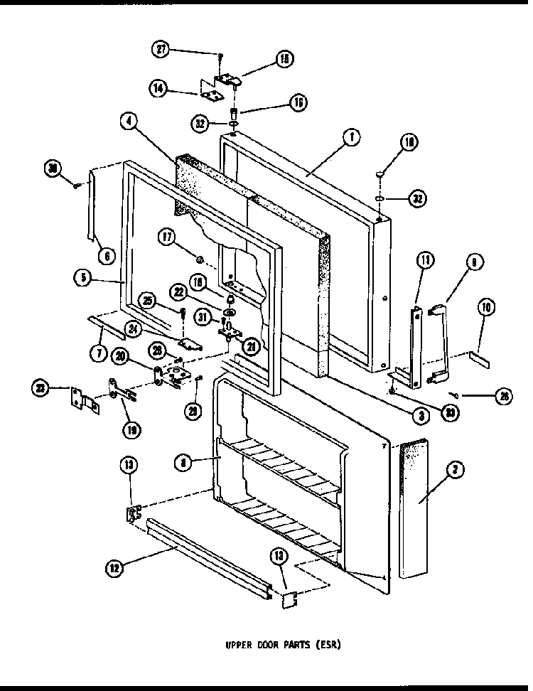 Upper Door Parts Diagram and Parts List for TM14F-P75658-2W  Amana Refrigerator